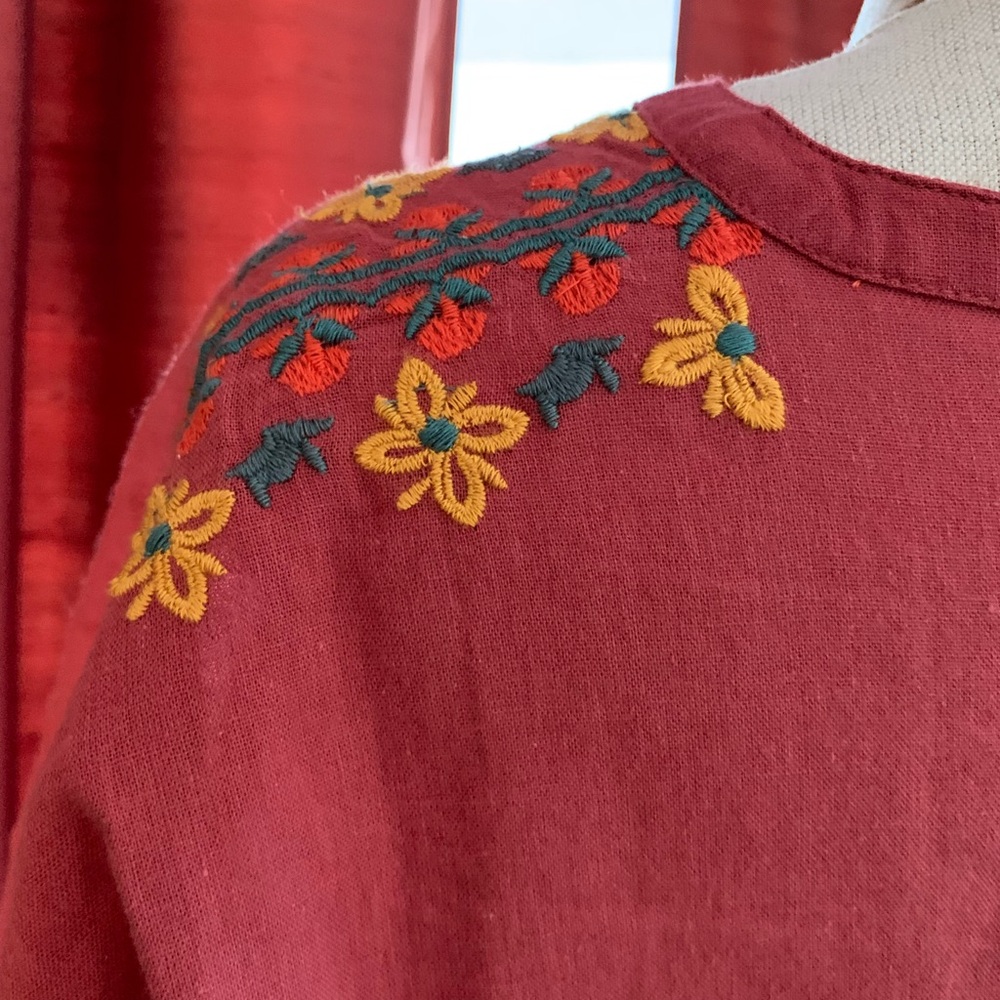 NATURAL LIFE Red and Orange Embroidered  Swimsuit Coverup - never worn - Picture 3 of 7